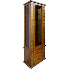 Фото - Шкаф с витриной «Тунис» П6.343.0.19 (П343.19-1Ш), массив дуба, дуб рустикаль с золочением