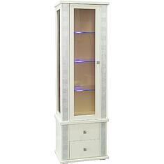 Фото - Шкаф с витриной «Тунис» П6.343.0.19-01 (П343.19Ш), массив дуба, Слоновая кость с серебром