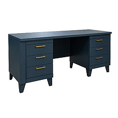 Photo - Desk 2t «Amadei» P6.635.2.17 (P635.17), solid oak, royal blue