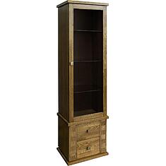 Фото - Шкаф с витриной «Тунис» П6.343.0.21 (П343.21-1Ш), ДСП+шпон, дуб рустикаль с золочением