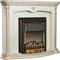 Фото - Портал для камина «Алези» П1.350.0.26 (П350.26), массив дуба, Слоновая кость с золочением