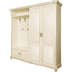 Фото - Шкаф комбинированный 4д «Алези» П1.350.3.02/П1.350.3.02-01 (П540.02/П540.02-01), массив дуба, Слоновая кость с золочением