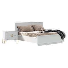 Фото - Кровать двойная  «Флора» П6.980.1.05, ЛДСП, Пепел, 2000х1600 мм, 2076×1764×970