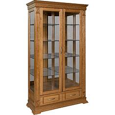 Фото - Шкаф-витрина 2д «Верди Классик» П1.0487.0.21, массив дуба, Дуб рустикаль