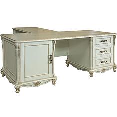 Фото - Стол письменный 2т «Алези» П1.350.2.05 (П395.05), массив дуба, Слоновая кость с золочением