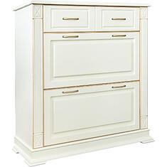 Фото - Тумба для обуви «Верди Классик» П3.0487.3.21, массив дуба, Слоновая кость с золочением