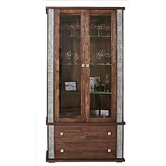 Фото - Шкаф с витриной «Тунис» П6.343.0.20 (П343.20Ш), массив дуба, Венге с серебром