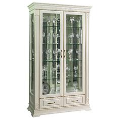 Фото - Шкаф-витрина 2д «Верди Классик» П1.0487.0.21, массив дуба, Слоновая кость с золочением