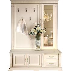 Фото - Тумба с вешалкой и зеркалом «Верди Классик» П3.0487.3.04, массив дуба, Слоновая кость с золочением