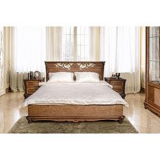 Фото - Кровать двойная «Алези» с низким изножьем, массив дуба, Табак, без механизма, 2000x1600 мм, 2180х1852х1045