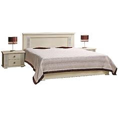 Фото - Кровать двойная «Тунис», ДСП+шпон, Слоновая кость с серебром, 2000x1600 мм, 2088х1724х1045