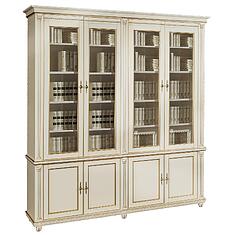 Фото - Шкаф для книг «Валенсия Классик» П3.0589.2.07, массив березы, Античная темпера с золочением