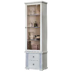 Фото - Шкаф с витриной «Тунис» П6.343.0.21 (П343.21-1Ш), ДСП+шпон, Слоновая кость с серебром