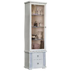 Фото - Шкаф с витриной «Тунис» П6.343.0.21-01 (П343.21Ш), ДСП+шпон, Слоновая кость с серебром