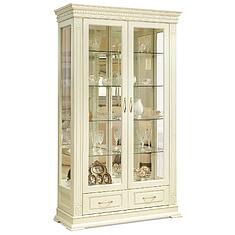 Фото - Шкаф-витрина 2д «Верди Классик» П1.0487.0.21, массив дуба, Слоновая кость