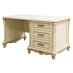 Фото - Стол письменный «Алези» П1.350.2.07 (П395.07), массив дуба, Слоновая кость с золочением