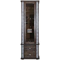 Фото - Шкаф с витриной «Тунис» П6.343.0.19 (П343.19-1Ш), массив дуба, Венге с серебром