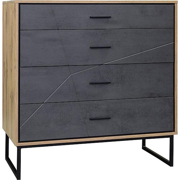 Комод «Лайн» П6.619.1.11 (П620.11), Цвет: Камень серый/Дуб вотан/Чёрный (4J4A1225-kopiya.jpg) Комод «Лайн» П6.619.1.11 (П620.11)