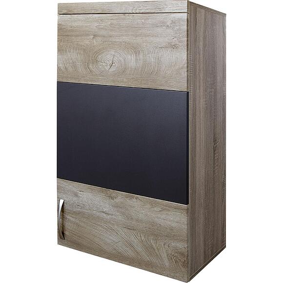 Шкаф навесной «Амаранти» П563.06, Основной материал: ЛДСП, Цвет: Дуб тобакко синхро + Шагрень графит (4J4A4185.jpg) Шкаф навесной «Амаранти» П563.06