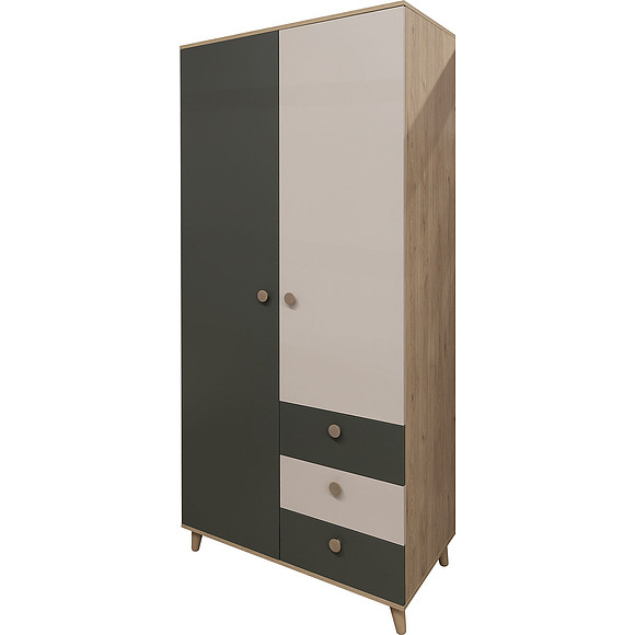 Шкаф для одежды «Вена» П6.115.1.01, Основной материал: ЛДСП, Цвет: Базальт + Персидский жемчуг - Гикори Кингстон (6T3A3929_-kopiya.jpg) Шкаф для одежды «Вена» П6.115.1.01