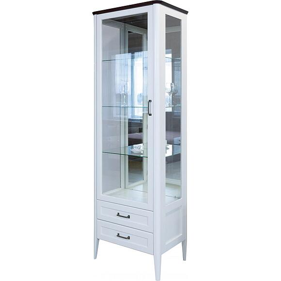 Шкаф с витриной «Вилора» БМ2.775.0.05(-01), Основной материал: ДСП+шпон, Цвет: Айвори (6T3A7540.jpg) Шкаф с витриной «Вилора» БМ2.775.0.05(-01)