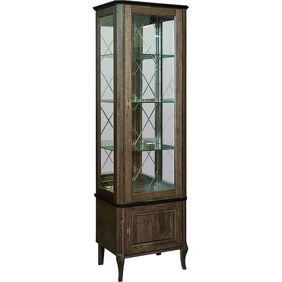 Шкаф с витриной «Нокс» П4.988.0.01, Основной материал: массив дуба, Цвет: Табак (6T3A9211_.jpg) Шкаф с витриной «Нокс» П4.988.0.01