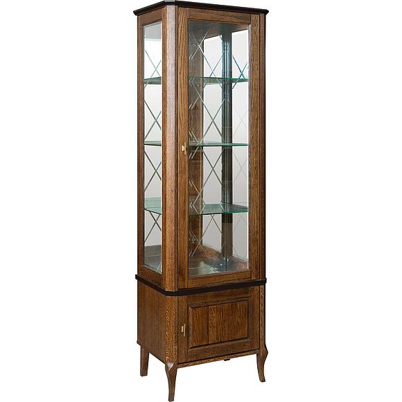 Шкаф с витриной «Нокс» П4.988.0.01, Основной материал: массив дуба, Цвет: Черешня (6T3A9223.jpg) Шкаф с витриной «Нокс» П4.988.0.01