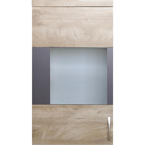 Шкаф навесной «Амаранти» П563.07-01, Цвет: Дуб тобакко синхро + Шагрень графит (Amaranti-shkaf-podvesnoy-s-vitrinoy-563-07-1.jpg) Шкаф навесной «Амаранти» П563.07-01