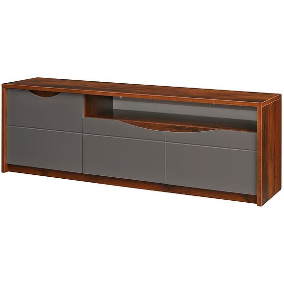 Тумба под ТВ «Монако» П510.02, Основной материал: МДФ+ПВХ, Цвет: Дуб Саттер+Серый Мокко (Dub-Satter-Seriy_Mokko_Tumba-dlya-tele-radioapparatury_Monako_P510-02.jpg) Тумба под ТВ «Монако» П510.02