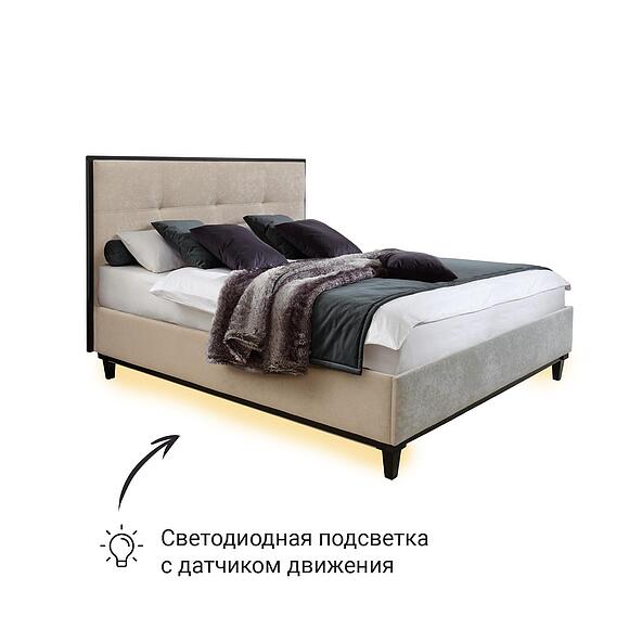 Кровать «Доротея» , Группа ткани: 19 группа, Спальное место: 2000x1600 мм, Размер: 2130x1700x1250 мм (Krovat_Dorothea-301411_s_podsvetkoi.jpg) Кровать «Доротея»