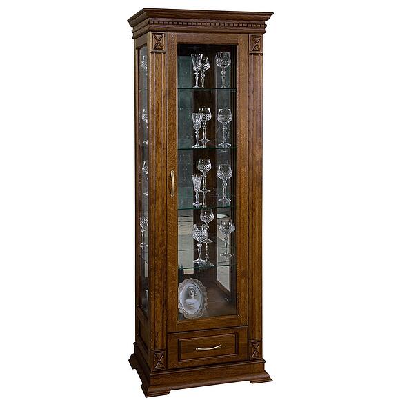 Шкаф-витрина «Верди Классик» П1.0487.0.11, Основной материал: массив дуба, Цвет: Черешня (Shkaf-s-vitrinoy_VerdiLux_1z-P487_chereshnya-3.jpg) Шкаф-витрина «Верди Классик» П1.0487.0.11