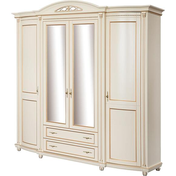 Шкаф для одежды 4д «Валенсия Классик» П3.0589.1.11, Основной материал: массив березы, Цвет: Античная темпера с золочением (Shkaf_Valensiya_P254-11_antichnaya_tempera_s_zolocheniem-1.jpg) Шкаф для одежды 4д «Валенсия Классик» П3.0589.1.11