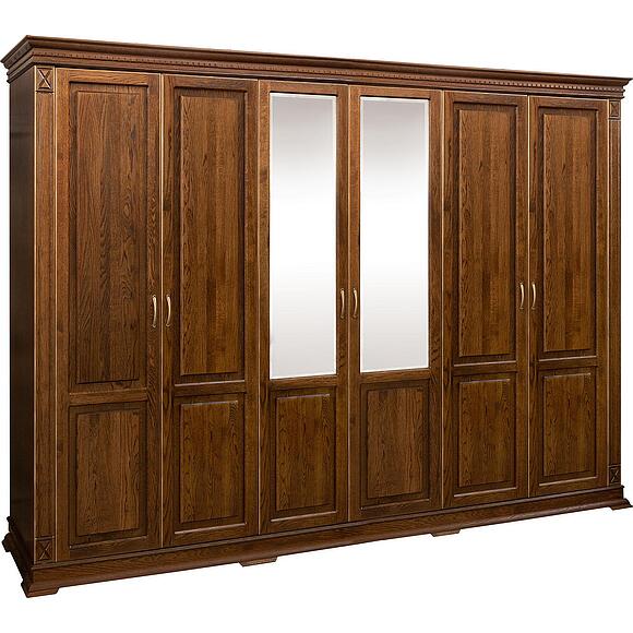 Шкаф для одежды 6д «Верди Классик» П3.0487.1.28, Основной материал: массив дуба, Цвет: Черешня с золочением (Shkaf_Verdi_P434-13_chereshnya_s_zolocheniem-2.jpg) Шкаф для одежды 6д «Верди Классик» П3.0487.1.28