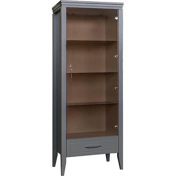 Шкаф-витрина «Орли» П3.590.0.01, Основной материал: МДФ, Цвет: Платина (Shkaf_Vitrina_P3-590-0-01_Platina_RAL7036.jpg) Шкаф-витрина «Орли» П3.590.0.01