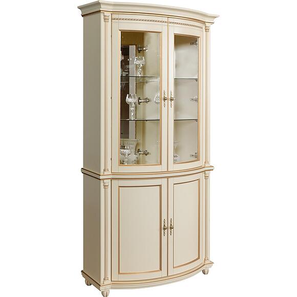 Шкаф комбинированный 2д «Валенсия Классик» П3.0589.0.02, Основной материал: массив березы, Цвет: Античная темпера с золочением (Shkaf_s_vetrinoi_Valensiya_2z_P244-15_antichnaya_tempera_s_zolocheniem-2.jpg) Шкаф комбинированный 2д «Валенсия Классик» П3.0589.0.02