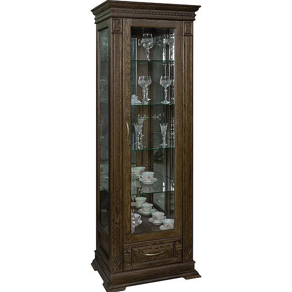 Шкаф-витрина «Верди Классик» П1.0487.0.11, Основной материал: массив дуба, Цвет: Табак (Shkaf_s_vetrinoi_Verdi_Luks_1z_P487-11z_tabak-2.jpg) Шкаф-витрина «Верди Классик» П1.0487.0.11