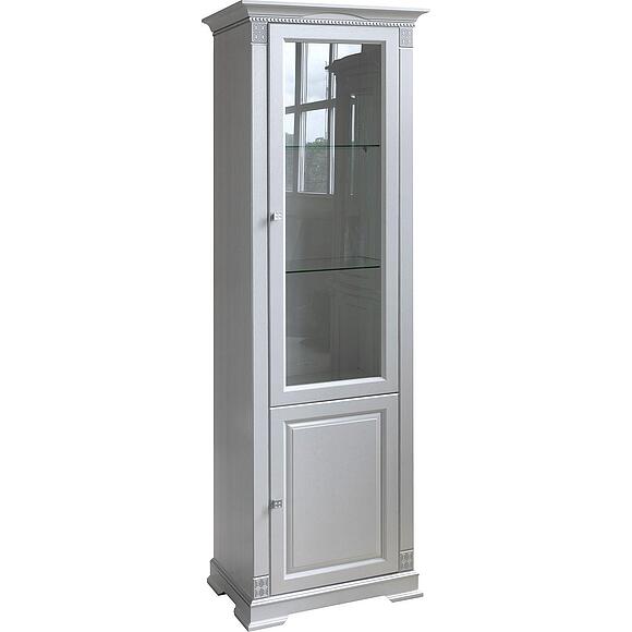 Шкаф с витриной «Мартина Люкс 1» П575.01, Основной материал: ЛДСП+МДФ, Цвет: Циркон с серебром (Shkaf_s_vitrinoi_Martina_SH1_P574-01_moloko-s-serebrom-1.jpg) Шкаф с витриной «Мартина Люкс 1» П575.01