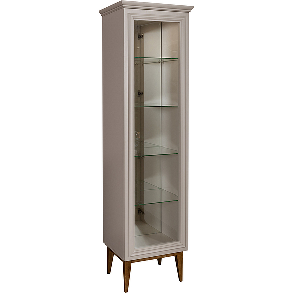 Шкаф с витриной «Дольче» П3.597.0.01, Основной материал: МДФ, крашеная, Цвет: Дуб рустикаль + Персидский жемчуг  (Shkaf_vitrina_Dolche_P3-597-0-01_Persidskij_zhemchug-Dub_Rustikal.jpg) Шкаф с витриной «Дольче» П3.597.0.01