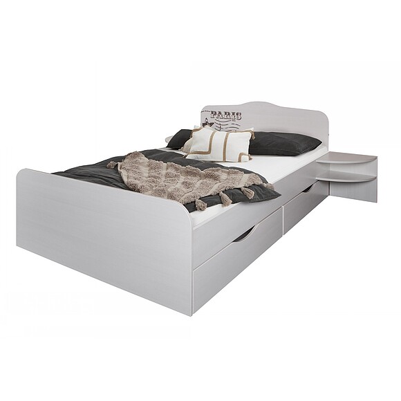 Кровать 2-16 «Соната» П439.38Д15 (уценка), Основной материал: ЛДСП, Цвет: Принт «Париж», Спальное место: 2000x1600 мм, Размер: 2042х1650х805 (Sonata_p-439-38D15_krovat_dvoinaya_print_3_parizh.jpg) Кровать 2-16 «Соната» П439.38Д15 (уценка)