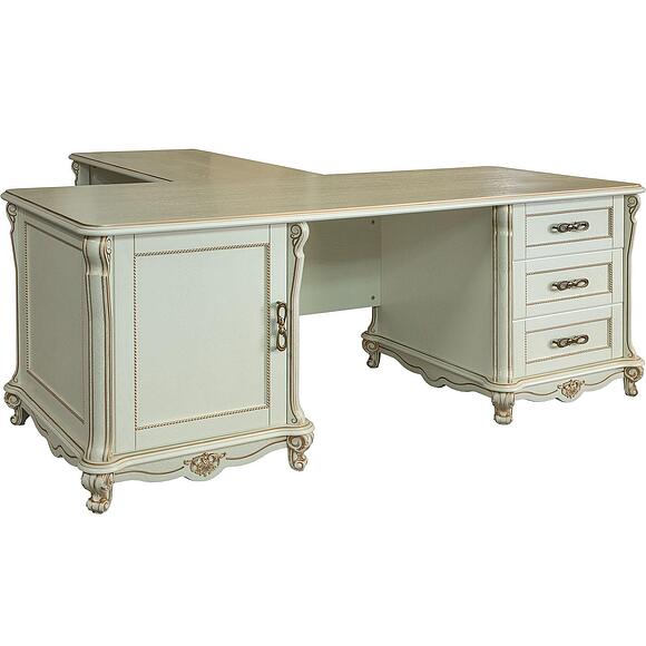 Стол письменный 2т «Алези» П1.350.2.05 (П395.05), Основной материал: массив дуба, Цвет: Слоновая кость с золочением (Stol_pism_2T_Alezi_P1-350-2-05_slon_kost_s_zolocheniem.jpg) Стол письменный 2т «Алези» П1.350.2.05 (П395.05)