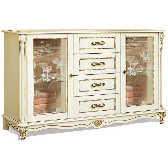 Тумба «Алези» П1.350.0.01 (П350.01), Основной материал: массив дуба, Цвет: Слоновая кость с золочением (Tumba_3z_P350-2.jpg) Тумба «Алези» П1.350.0.01 (П350.01)