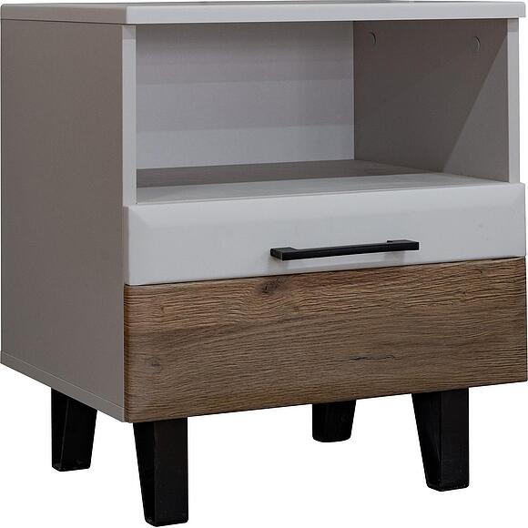 Тумба прикроватная «Ариста» П3.593.1.47, Основной материал: ЛДСП+МДФ, Цвет: Беж Нубук + Дуб Артизан Трюфель (Tumba_prikrovatnaya_Arista_P3-593-1-47_bezhnubuk-dub_artizan_trufelnii_.jpg) Тумба прикроватная «Ариста» П3.593.1.47