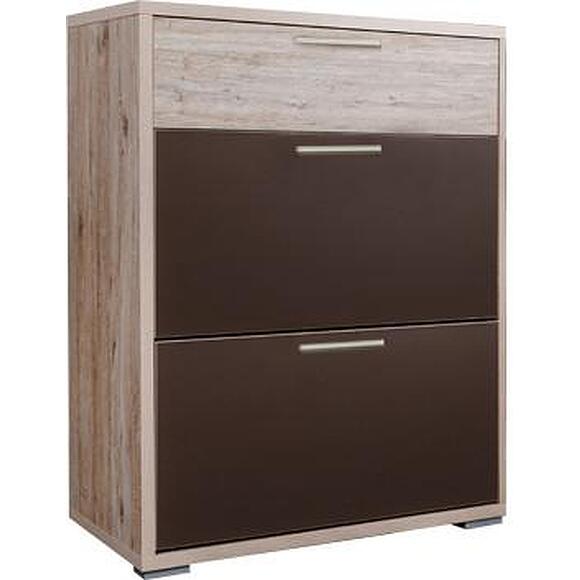 Тумба для обуви «Верес»  П3.564.3.06(564.06), Основной материал: ЛДСП, Цвет: Дуб версаль + Тёмно-коричневый (Tymba-dlya-obyvi_p-564-06_Veres_korichnevii-karkas-drevesnii.jpg) Тумба для обуви «Верес»  П3.564.3.06(564.06)