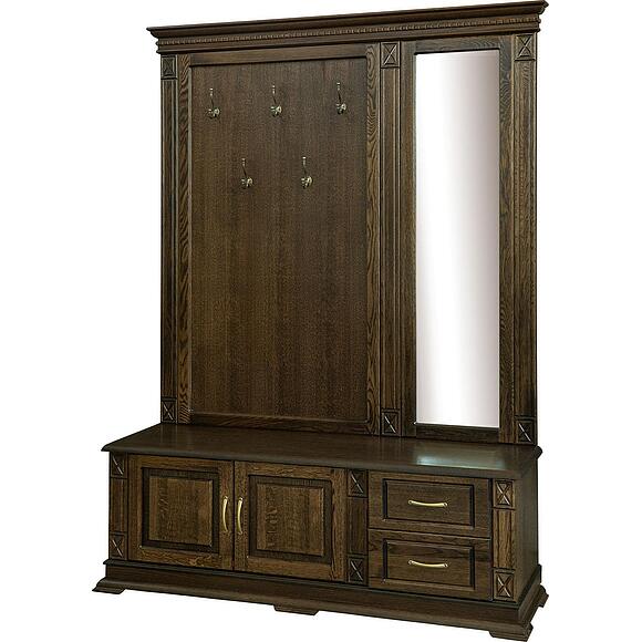 Тумба с вешалкой и зеркалом «Верди Классик» П3.0487.3.04, Основной материал: массив дуба, Цвет: Венге (Veshalka_Verdi_Luks_P433-04z_venge-2.jpg) Тумба с вешалкой и зеркалом «Верди Классик» П3.0487.3.04