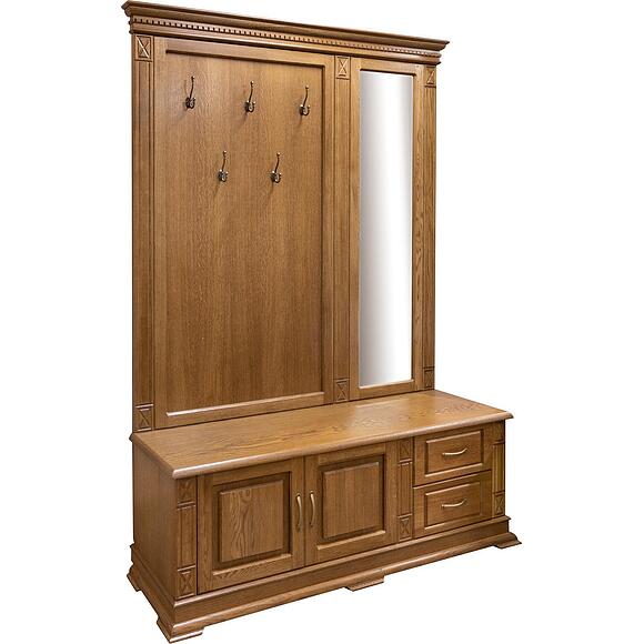 Тумба с вешалкой и зеркалом «Верди Классик» П3.0487.3.04, Основной материал: массив дуба, Цвет: Дуб рустикаль (Veshalka_Verdi_Lux_P433-04z_dyb_rystikal-1.jpg) Тумба с вешалкой и зеркалом «Верди Классик» П3.0487.3.04