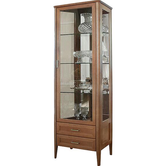 Шкаф с витриной «Вилора» БМ2.775.0.05(-01), Основной материал: ДСП+шпон, Цвет: Коньяк (Vilora-1-kopiya.jpg) Шкаф с витриной «Вилора» БМ2.775.0.05(-01)