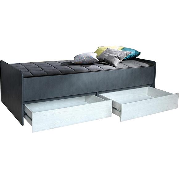 Кровать 1-09 «Челси Бум» П3.0587.1.05, Основной материал: ЛДСП, Цвет: Дуб Бордо лайт + Металл Бруклин, Спальное место: 2000х900 мм, Размер: 2042×980×587 (krovat_chelsi_p3-587-1-05-2.jpg) Кровать 1-09 «Челси Бум» П3.0587.1.05