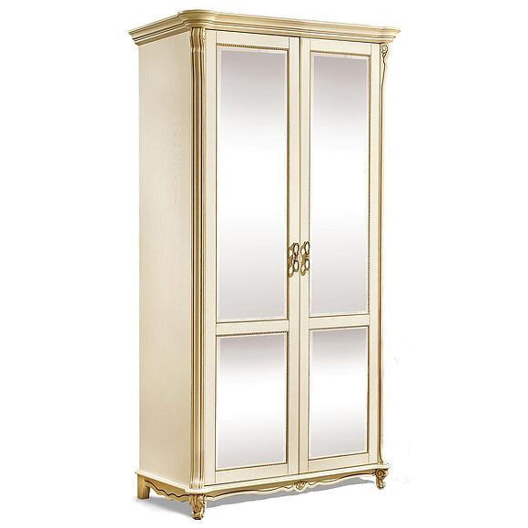 Шкаф для одежды 2д «Алези» П1.350.1.02 (П349.10/1), Основной материал: массив дуба, Цвет: Слоновая кость с золочением (shkaf_Alezi_34910_slon_kost_s_zol.jpg) Шкаф для одежды 2д «Алези» П1.350.1.02 (П349.10/1)