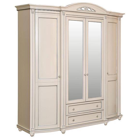 Шкаф для одежды 4д «Валенсия Классик» П3.0589.1.11, Основной материал: массив березы, Цвет: Античная темпера с серебром (shkaf_dlya_odejdy_valensiya_4_p254_11_antich_tempera_serebro-2.jpg) Шкаф для одежды 4д «Валенсия Классик» П3.0589.1.11