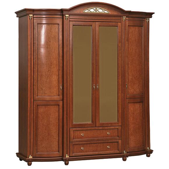 Шкаф для одежды 4д «Валенсия Классик» П3.0589.1.11, Основной материал: массив березы, Цвет: Каштан (shkaf_dlya_odejdy_valensiya_4_p254_11_r46_patinir-1-2.jpg) Шкаф для одежды 4д «Валенсия Классик» П3.0589.1.11